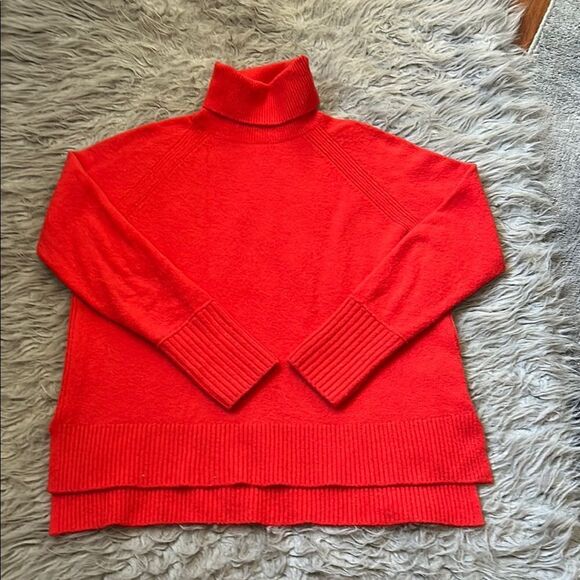 Jcrew bright red/orange wool blend turtleneck sweater size xs - Picture 1 of 6